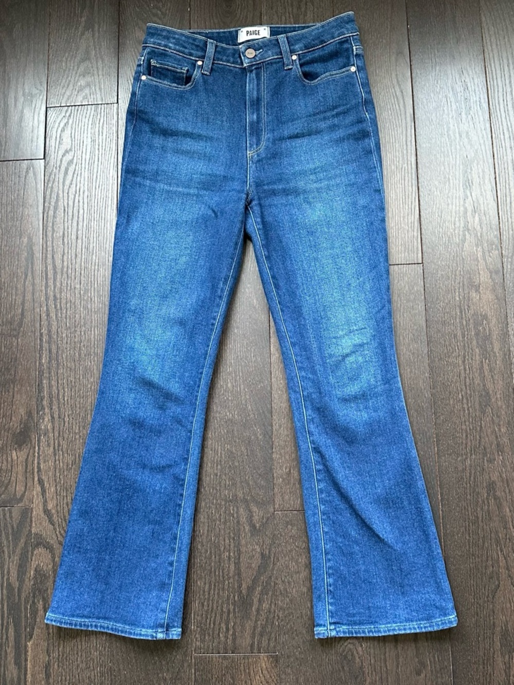 PAIGE Claudine High Rise Ankle Flare Jeans Timeless Blue Wash Size 28